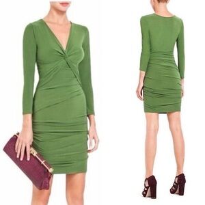 BCBGMaxAzria Olive Long Sleeve Ruched Dress